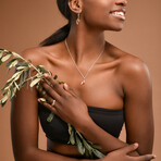 Pendant Sterling Silver Olive Leaf + 14K Gold Filled Plated Olive Fruit Necklace