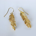 Mimosa Pudica Leaf Earrings In Gold Plated Sterling Silver