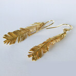 Mimosa Pudica Leaf Earrings In Gold Plated Sterling Silver