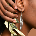 Olive Leaf Dangle Earrings In Recycled Sterling Silver