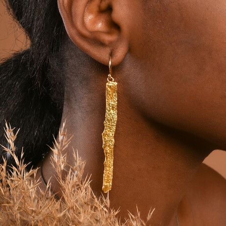 Tree Bark Earrings In Gold Plated Sterling Silver