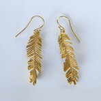 Mimosa Pudica Leaf Earrings In Gold Plated Sterling Silver