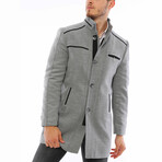 Mock Neck Mackintosh Coat // Gray (S)