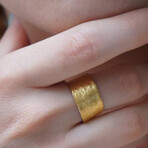 Olive Leaf Band Ring In Recycled Gold Plated Sterling Silver