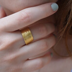 Olive Leaf Band Ring In Recycled Gold Plated Sterling Silver