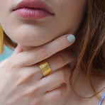 Olive Leaf Band Ring In Recycled Gold Plated Sterling Silver