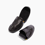 Men's Crocodile Embossed Leather Slippers // Black (US: 12)
