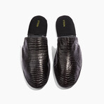 Men's Crocodile Embossed Leather Slippers // Black (US: 11)