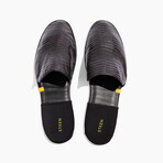 Men's Crocodile Embossed Leather Slippers // Black (US: 6)