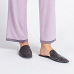 Women's Crocodile Embossed Leather Slippers // Black (US: 6)