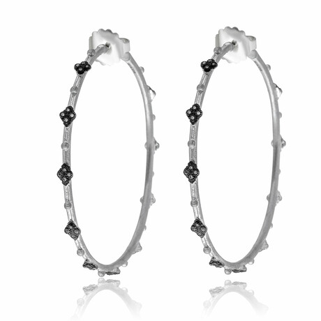 New World Sterling Silver Diamond Hoop Earrings // Store Display
