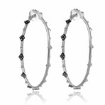 New World Sterling Silver Diamond Hoop Earrings // Store Display