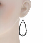 New World 18K White Gold + Sterling Silver Diamond + Black Sapphire Drop Earrings // Store Display