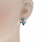 New World Sterling Silver + Blue Sapphire + Turquoise + Quartz + Mother of Pearl Stud Earrings // Store Display