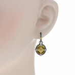 Old World 18K Yellow Gold + Sterling Silver Diamond Drop Earrings // Store Display
