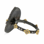 18K Yellow Gold + Sterling Silver Diamond + White Sapphire Ring // Ring Size: 6.5 // Store Display