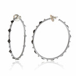 New World Sterling Silver Diamond Hoop Earrings // Store Display