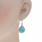 New World Sterling Silver Diamond + Blue Turquoise + Rutilated Quartz Drop Earrings // Store Display