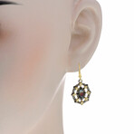 Old World 18K Yellow Gold + Sterling Silver Diamond + Mother of Pearl + Foil + White Quartz Triplet Drop Earrings // Store Display