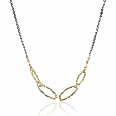Old World 18K Yellow Gold + Sterling Silver Diamond Necklace // 28"-32" // Store Display