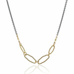 Old World 18K Yellow Gold + Sterling Silver Diamond Necklace // 28"-32" // Store Display