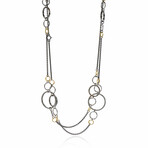 Old World 18K Yellow Gold + Sterling Silver Diamond Necklace // 34"-38" // Store Display