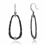New World 18K White Gold + Sterling Silver Diamond + Black Sapphire Drop Earrings // Store Display