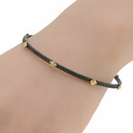 Old World 18K Yellow Gold + Sterling Silver Bangle Bracelet // 8" // Store Display