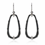 New World 18K White Gold + Sterling Silver Diamond + Black Sapphire Drop Earrings // Store Display