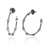 New World 14K White Gold + Sterling Silver Hoop Earrings I // Store Display