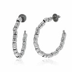 New World 14K White Gold + Sterling Silver Hoop Earrings // Store Display