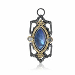 Old World 18K Yellow Gold + Sterling Silver Diamond + Sapphire + Mother of Pearl + Quartz Pendant Charm // Charm Only // Store Display