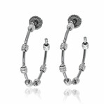 New World 14K White Gold + Sterling Silver Hoop Earrings I // Store Display