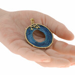 Sueno 18K Yellow Gold Diamond + Blue Patina Pendant I // Pendant Only // Store Display