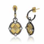 Old World 18K Yellow Gold + Sterling Silver Diamond Drop Earrings // Store Display