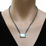 Old World 18K Yellow Gold + Sterling Silver Diamond + Peruvian Opal + Mother of Pearl + Quartz Necklace II // 16"-18" // Store Display