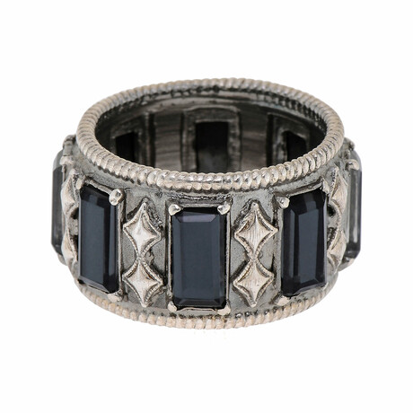 New World Sterling Silver + Hematite + White Quartz Doublet Ring // Ring Size: 6.75 // Store Display