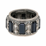 New World Sterling Silver + Hematite + White Quartz Doublet Ring // Ring Size: 6.75 // Store Display