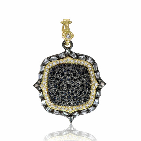 Old World 18K Yellow Gold + Sterling Silver Diamond + White Sapphire Pendant // Pendant Only // Store Display
