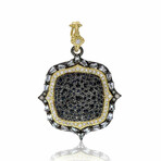 Old World 18K Yellow Gold + Sterling Silver Diamond + White Sapphire Pendant // Pendant Only // Store Display