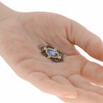 Old World 18K Yellow Gold + Sterling Silver Diamond + Sapphire + Mother of Pearl + Quartz Pendant Charm // Charm Only // Store Display