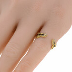 Old World 18K Yellow Gold + Sterling Silver Diamond Ring // Ring Size: 5 // Store Display