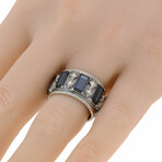 New World Sterling Silver + Hematite + White Quartz Doublet Ring // Ring Size: 6.75 // Store Display