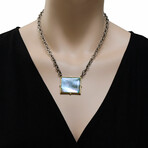 Old World 18K Yellow Gold + Sterling Silver Diamond + Peruvian Opal + Mother of Pearl + Quartz Necklace I // 16"-18" // Store Display