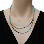 New World Sterling Silver + Sapphire + Malachite Necklace // 38"-40" // Store Display