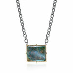 Old World 18K Yellow Gold + Sterling Silver Diamond + Peruvian Opal + Mother of Pearl + Quartz Necklace I // 16"-18" // Store Display