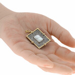 Old World 18K Yellow Gold + Sterling Silver Diamond + Mother of Pearl + White Quartz Pendant // Pendant Only // Store Display
