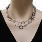 New World Sterling Silver + Black Spinel Necklace // 34" // Store Display