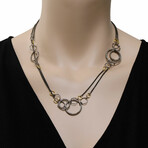 Old World 18K Yellow Gold + Sterling Silver Diamond Necklace // 34"-38" // Store Display