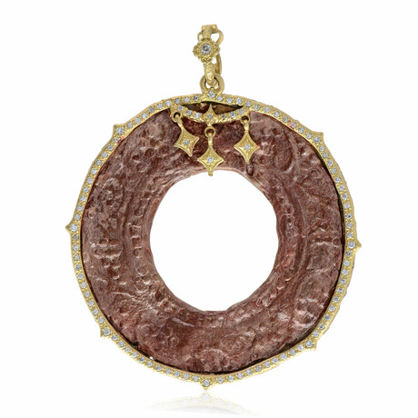 Sueno 18K Yellow Gold Diamond + Red Patina Pendant // Pendant Only // Store Display